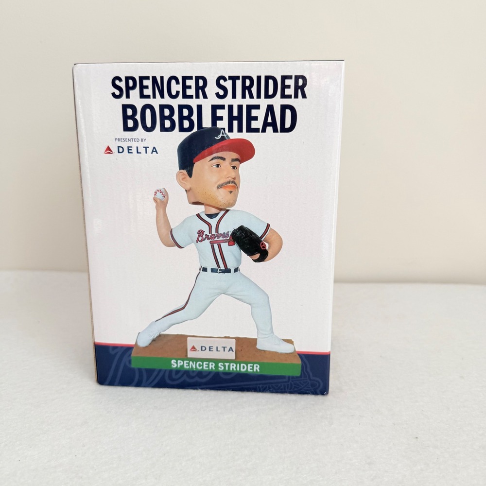 Atlanta Braves Spencer Strider Bobblehead SGA White Blue Delta Pitcher Figure
